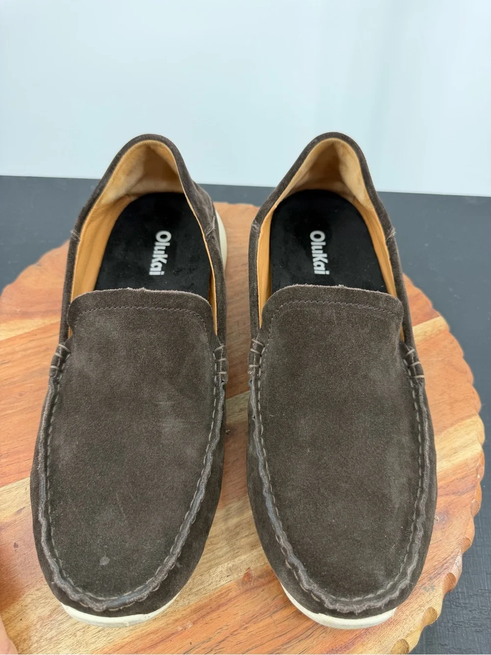 Olukai Ka`a Loafers Italian Suede Brown Slip On Drivers‎ 9.5 MENS - $180